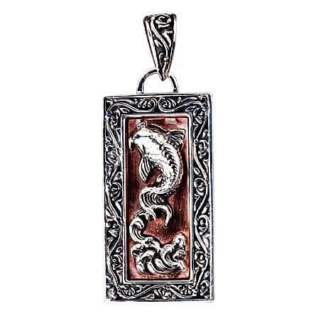 Japanese koi fish sterling silver pendant