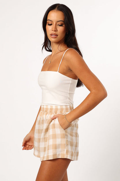 Petal and Pup USA BOTTOMS Jemmy Shorts - Beige Check