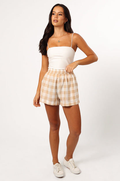 Petal and Pup USA BOTTOMS Jemmy Shorts - Beige Check