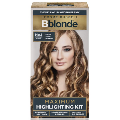 Jerome Russell Bblonde Maximum Highlighting Kit No.1 For Light to dark brown hair retail box packaging on a clean white background