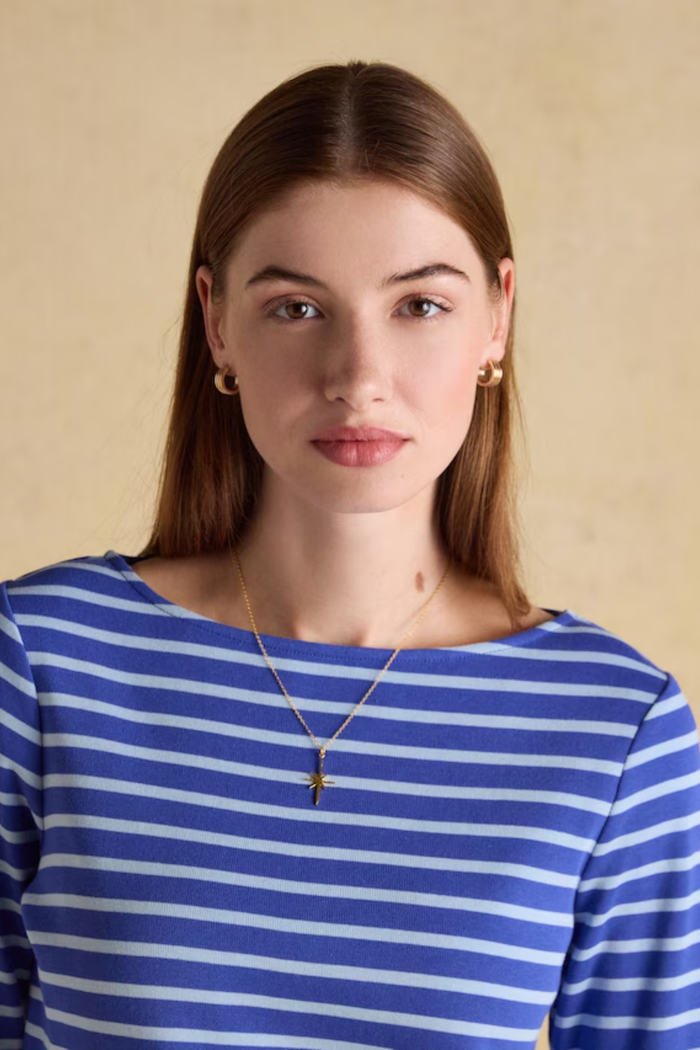 Joules Harbour Dark Blue/Sky Blue Boat Neck Long Sleeve Breton Stripe Top. Shop Joules at Dotique.