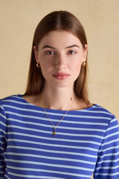 Joules Harbour Dark Blue/Sky Blue Boat Neck Long Sleeve Breton Stripe Top. Shop Joules at Dotique.