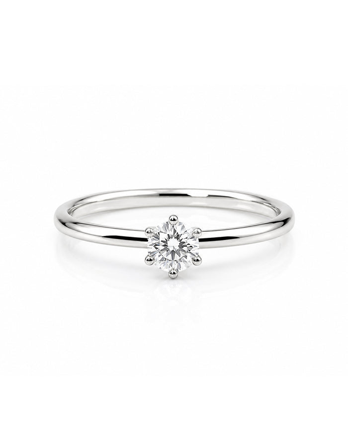 Julie 0,25 ct + Plain silverring 5 mm, lätt kupad | Vigsel / Förlovningsringar Par
