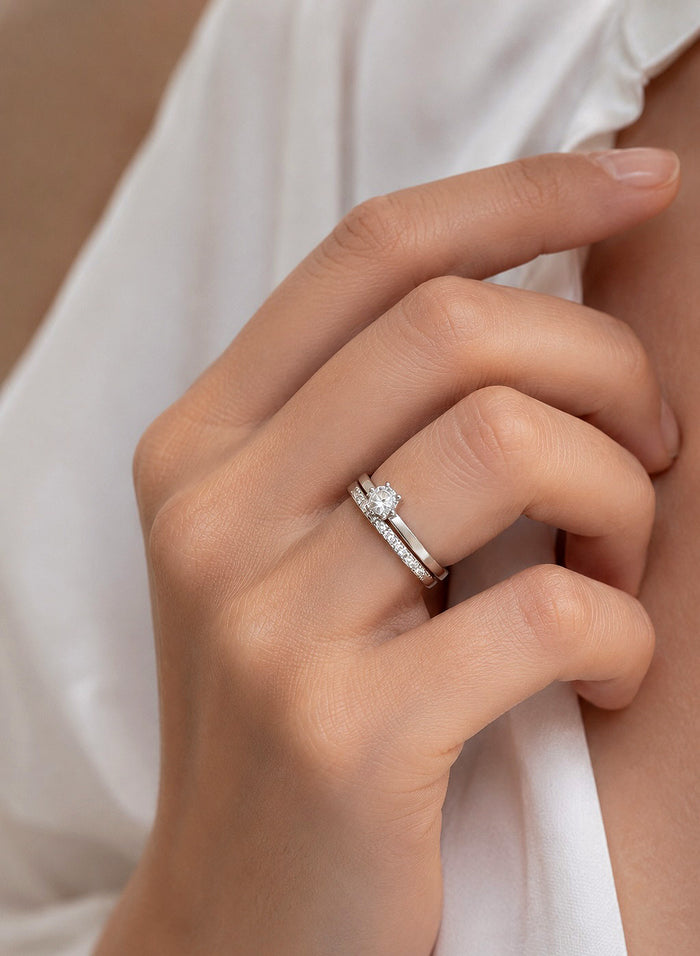 Juliette Diamantring 0,10-0,75 ct | Vigsel / Förlovningsring 18k. Vitguld
