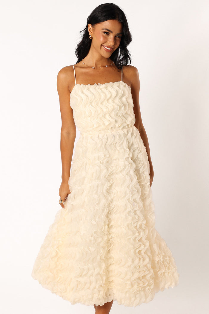 Petal and Pup USA DRESSES Kade Textured Midi Dress - White