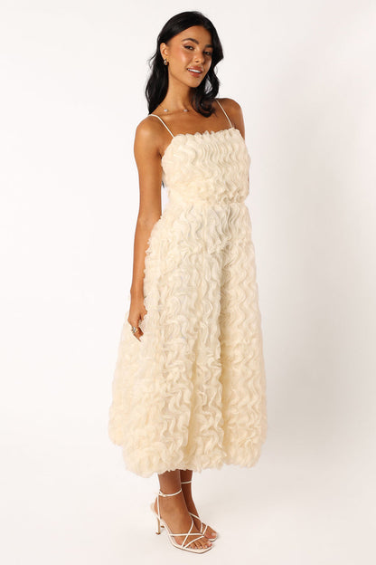 Petal and Pup USA DRESSES Kade Textured Midi Dress - White