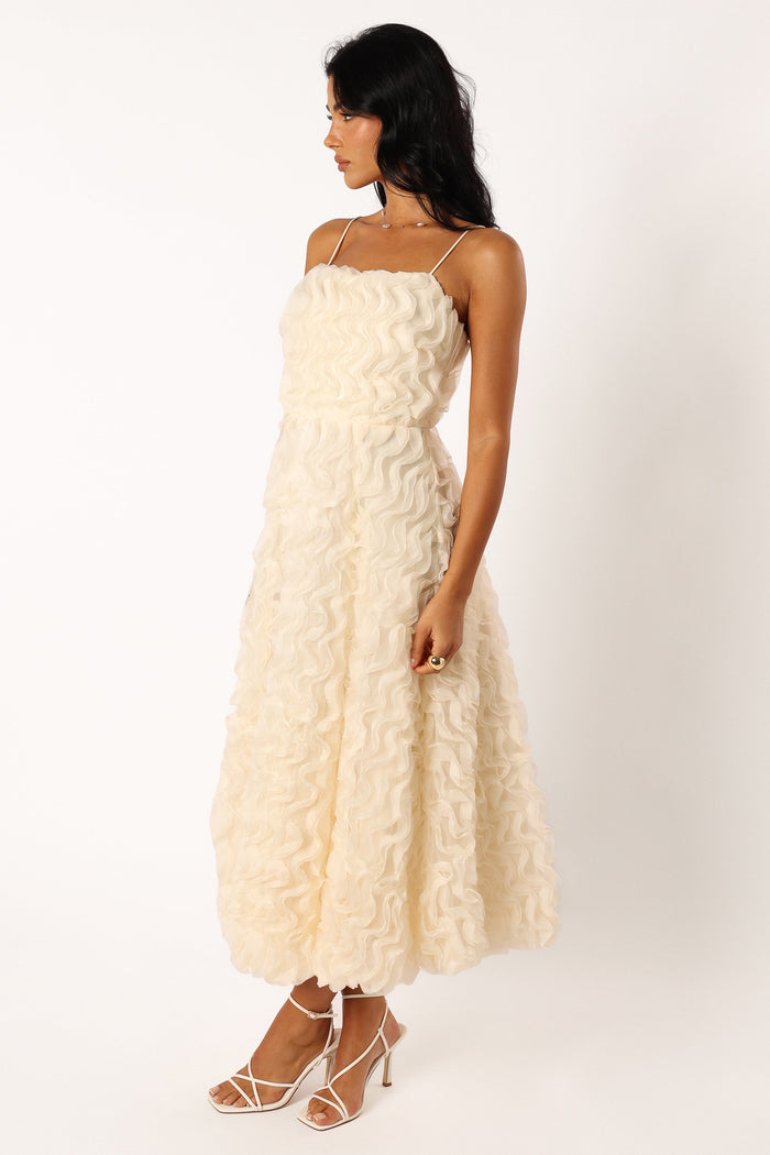 Petal and Pup USA DRESSES Kade Textured Midi Dress - White