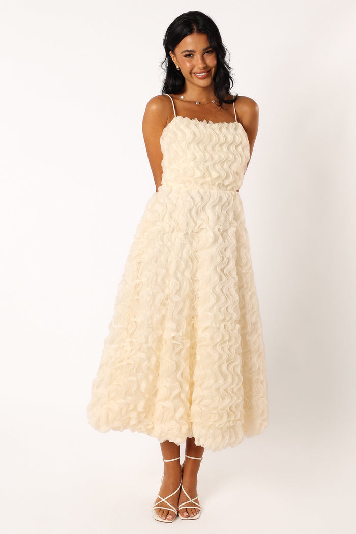 Petal and Pup USA DRESSES Kade Textured Midi Dress - White