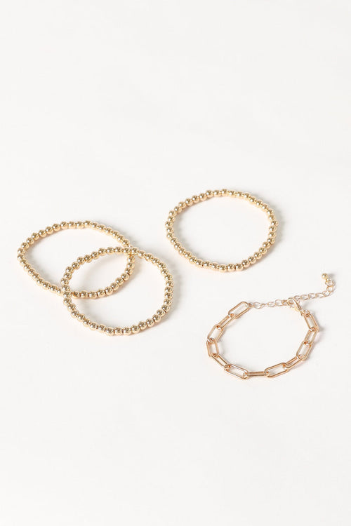Petal and Pup USA ACCESSORIES Kaleigh Stacked Bracelets - Gold One Size