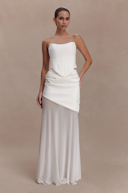 Karina Strapless Scuba Corset  - White