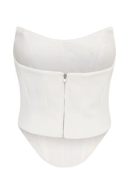 Karina Strapless Scuba Corset  - White