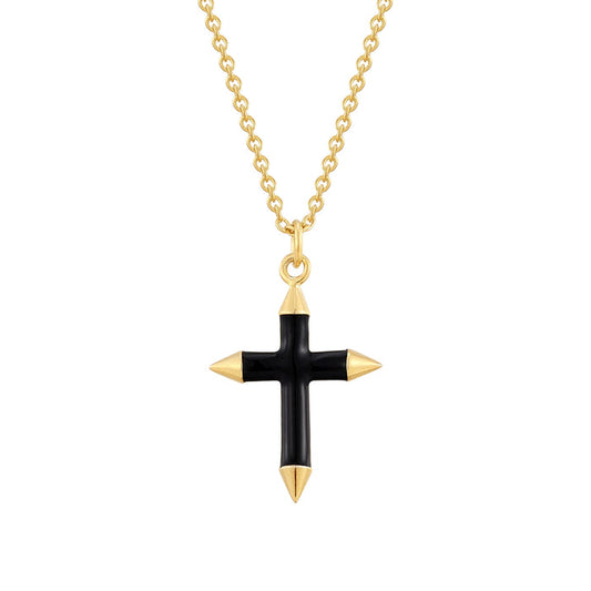 Kette gold mit Kreuz schwarz