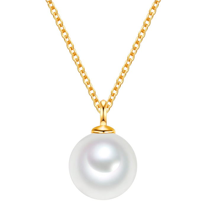 Kette mit Muschelkernperle gelbgold