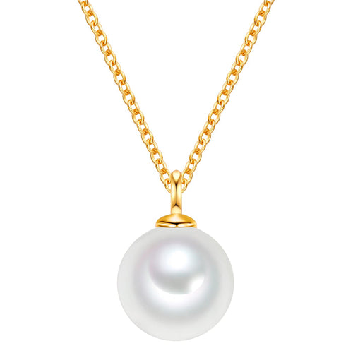 Kette mit Muschelkernperle gelbgold