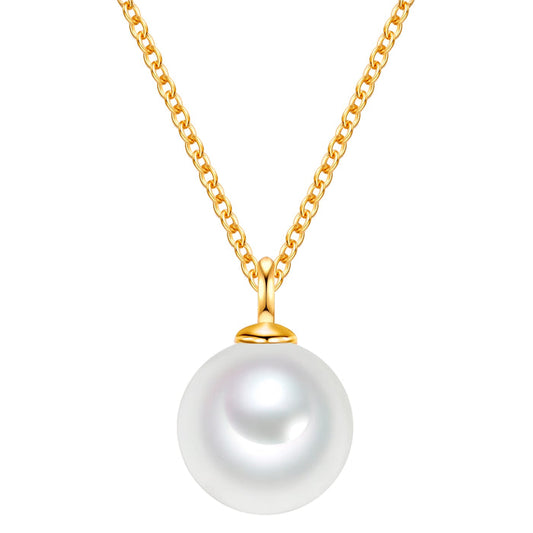 Kette mit Muschelkernperle gelbgold
