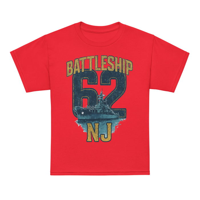 Kid's Unisex Battleship New Jersey Animated Art T-Shirt – Red
