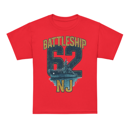 Kid's Unisex Battleship New Jersey Animated Art T-Shirt – Red