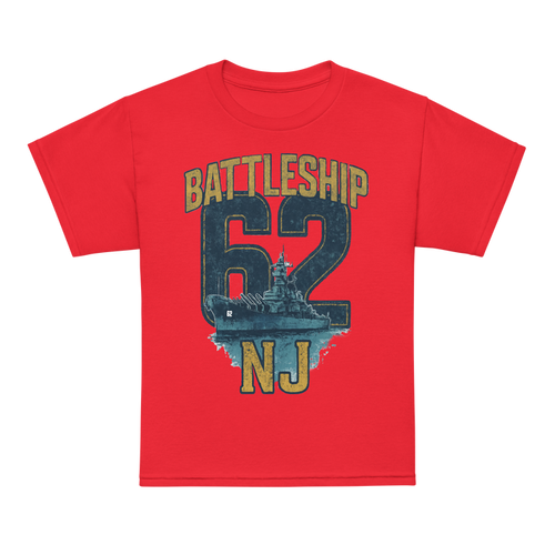 Kid's Unisex Battleship New Jersey Animated Art T-Shirt – Red