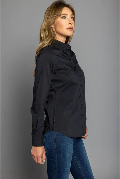 Kimes Ranch Women's Button Down Team Shirt in Black