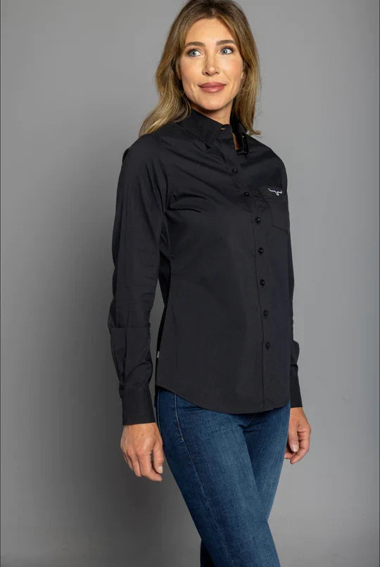 Kimes Ranch Women's Button Down Team Shirt in Black