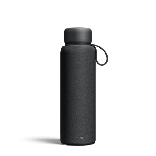 500 mL / Carbon Black Scaled | Front view of 500 mL Kiyo UVC Bottle in Carbon Black