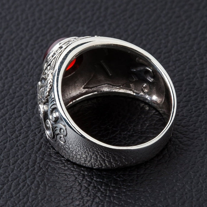 Interior view of 925 sterling silver koi ring showing craftsmanship and hallmark