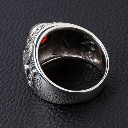 Interior view of 925 sterling silver koi ring showing craftsmanship and hallmark