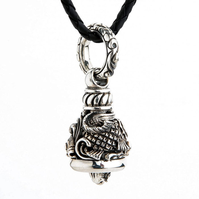 Detailed sterling silver Koi fish scales and fins on traditional motorcycle guardian bell