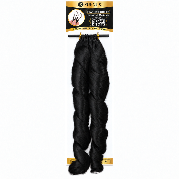 Kuknus Feather Crochet Human Hair Mastermix French Curl 18" in colour 1 (Jet Black)