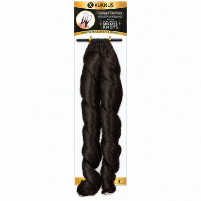 Kuknus Feather Crochet Human Hair Mastermix French Curl 18" in colour 4 (Medium Brown)