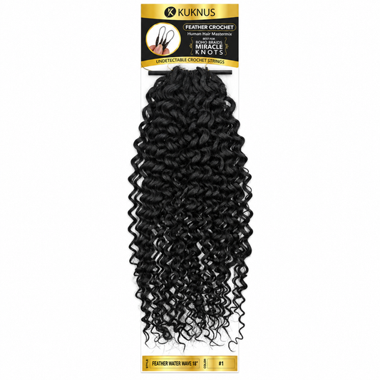 Kuknus Feather Crochet Human Hair Mastermix Water Wave 18" in colour 1 (Jet Black)