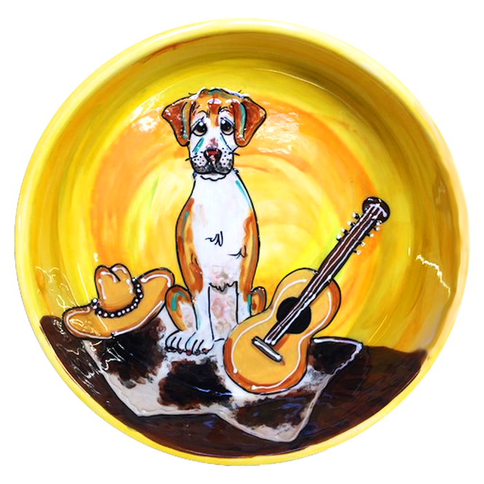 LABRADOR MIX BREED COUNTRY DOG IMAGE ON CERAMIC FOOD OR WATER BOWL