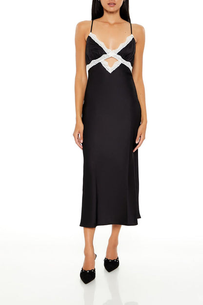 Lace-Trim Maxi Slip Dress
