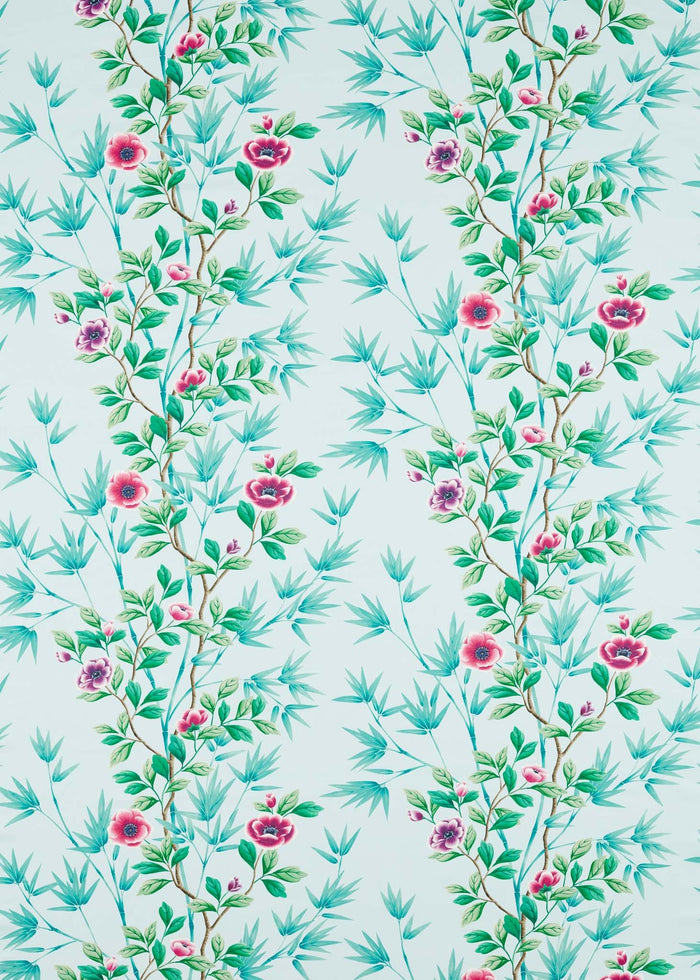 Lady Alford Cotton Satin Fabric - Sky/Magenta - Diane Hill