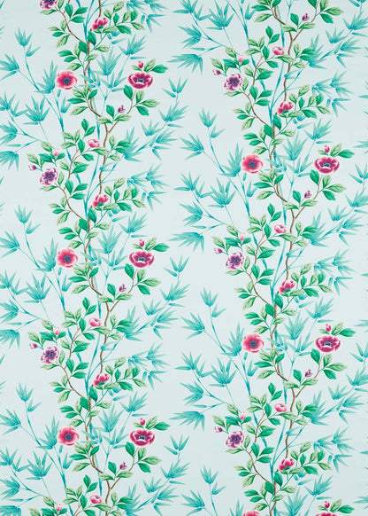 Lady Alford Cotton Satin Fabric - Sky/Magenta - Diane Hill