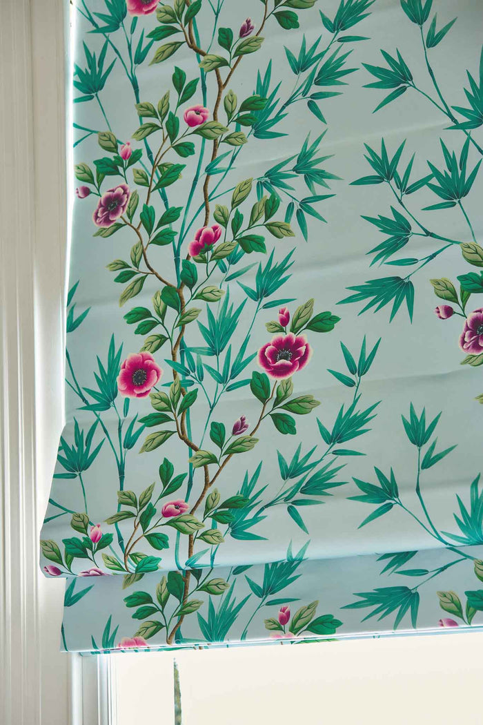 Lady Alford Cotton Satin Fabric - Sky/Magenta - Diane Hill