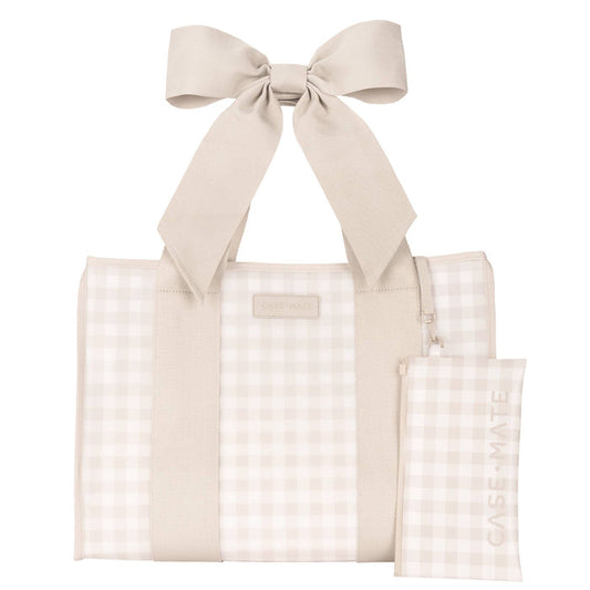 Latte Gingham Bow Jelly Tote Bag, CaseMate