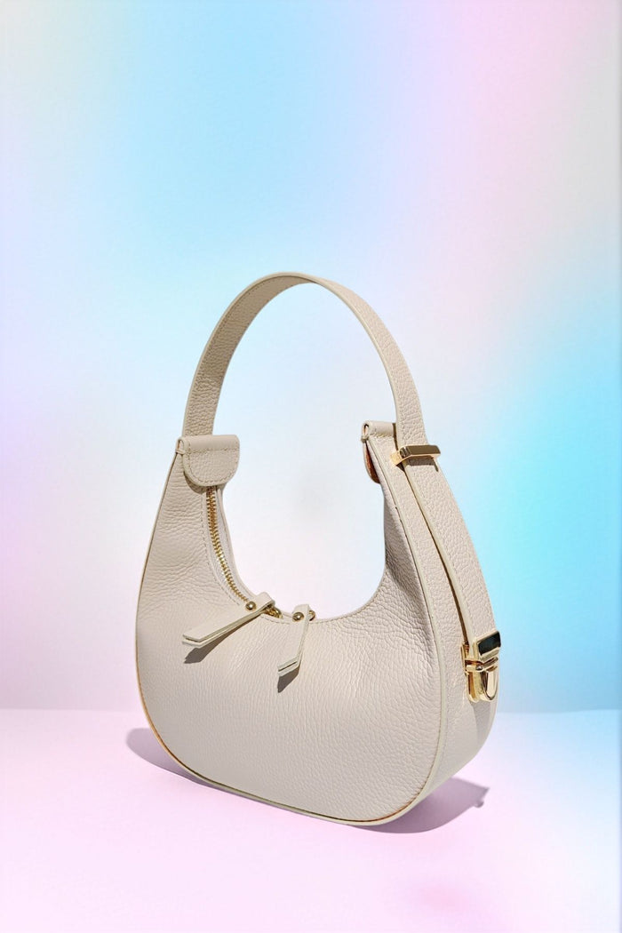 Leather Shoulder Bag- Cream