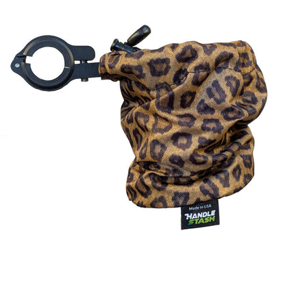 Leopard print bike cup holder with alloy clamp