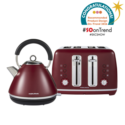 Morphy Richards burgundy kettle and toaster set