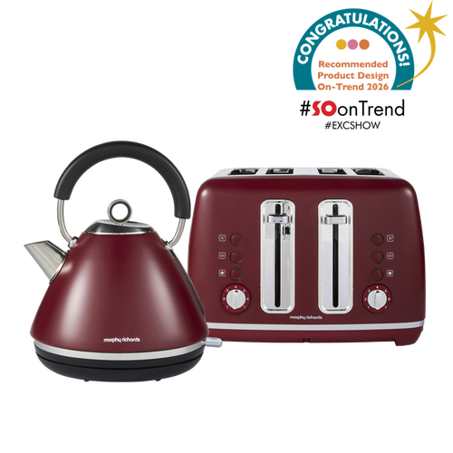 Morphy Richards burgundy kettle and toaster set