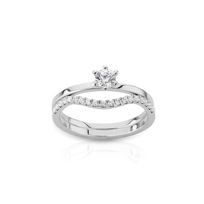 Line Alliansring Diamantring | 18k. Vitguld