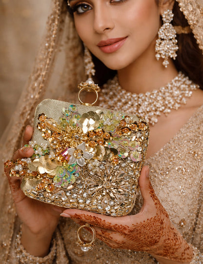 Luxury Kundan Clutch Bag stone Evening Purse