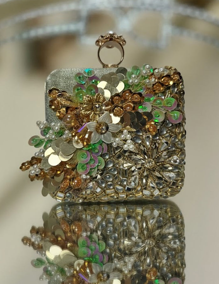 Luxury Kundan Clutch Bag stone Evening Purse