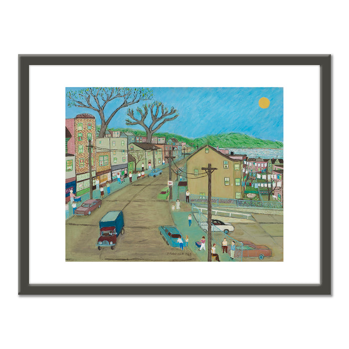 Ralph Fasanella, Main Street: Dobbs Ferry, 1985, Collection of Marc Fasanella. Â© Estate of Ralph Fasanella. Art Prints with black frame in various sizes by Museums.Co