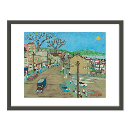 Ralph Fasanella, Main Street: Dobbs Ferry, 1985, Collection of Marc Fasanella. Â© Estate of Ralph Fasanella. Art Prints with black frame in various sizes by Museums.Co