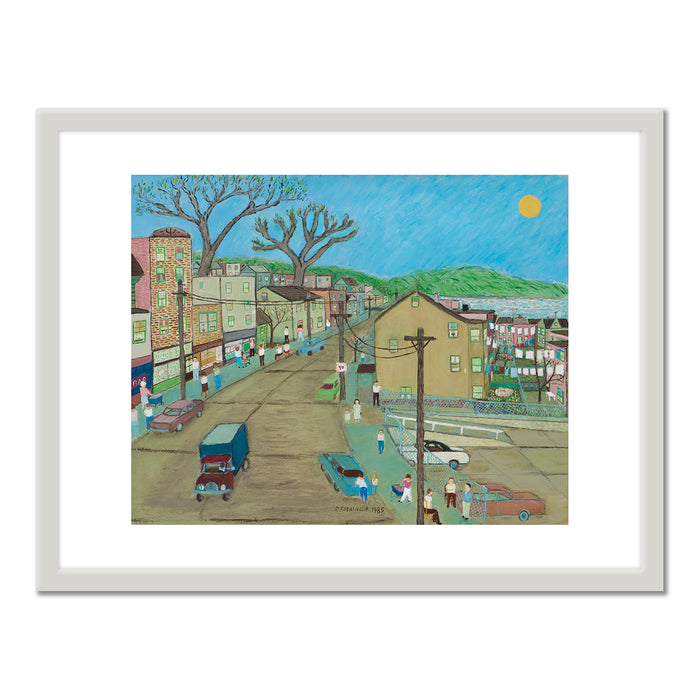 Ralph Fasanella, Main Street: Dobbs Ferry, 1985, Collection of Marc Fasanella. Â© Estate of Ralph Fasanella. Art Prints with white frame in various sizes by Museums.Co