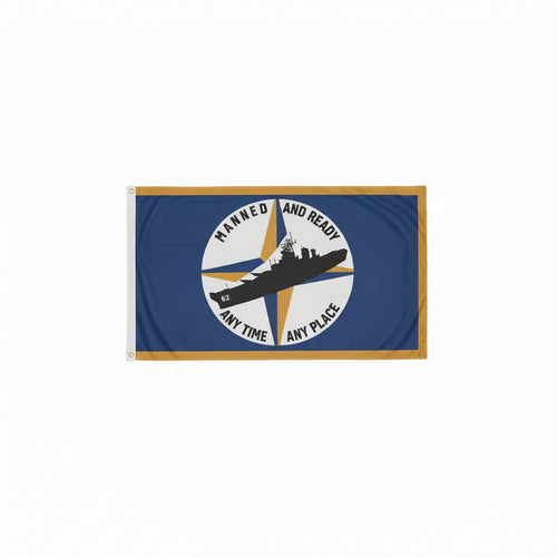 Flag on a building with a clear sky background