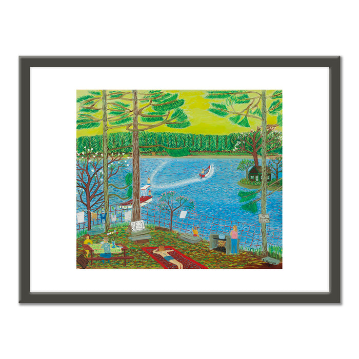 Ralph Fasanella, Marc Fishing, 1985, Collection of Marc Fasanella. Â© Estate of Ralph Fasanella. Fine Art Prints with black frame in various sizes by Museums.Co