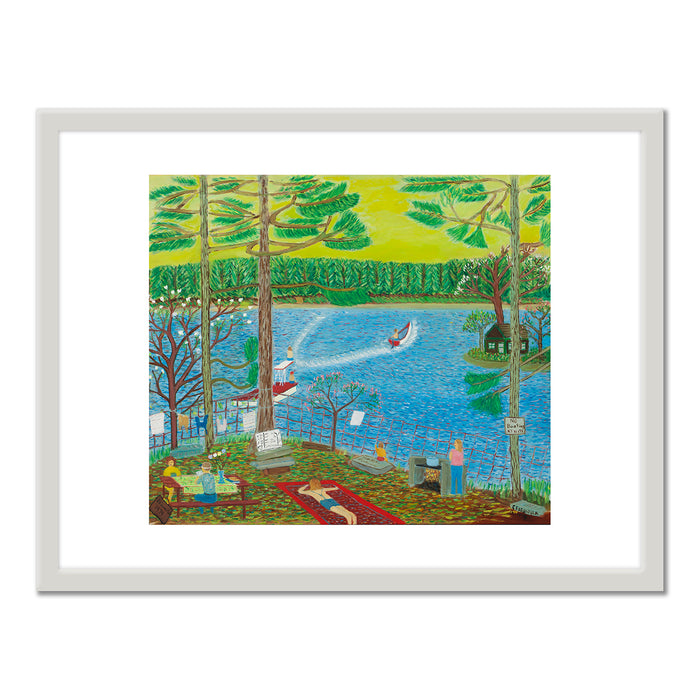 Ralph Fasanella, Marc Fishing, 1985, Collection of Marc Fasanella. Â© Estate of Ralph Fasanella. Fine Art Prints with white frame in various sizes by Museums.Co